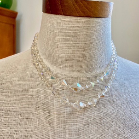 Vintage Double Strand Iridescent Beaded Necklace - Picture 3 of 4